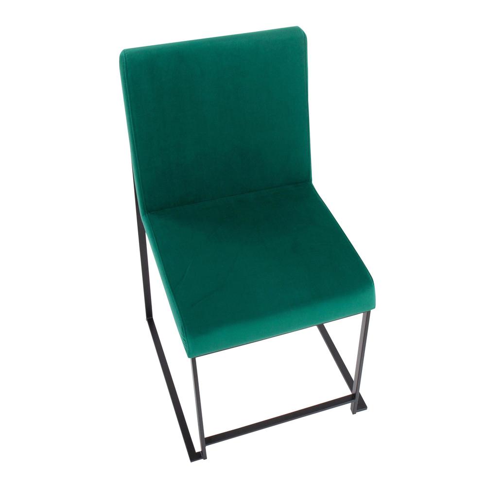 Black Steel, Green Velvet High Back Fuji Dining Chair - Set of 2. Picture 7