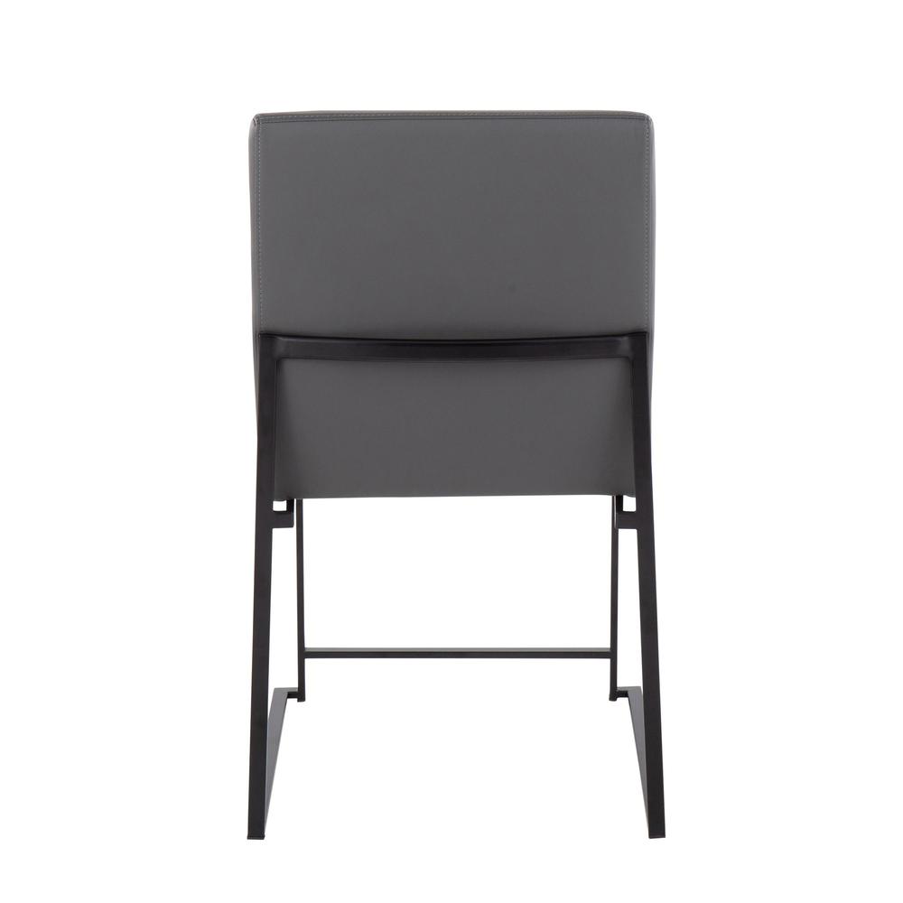 Black Steel, Grey PU High Back Fuji Dining Chair - Set of 2. Picture 5