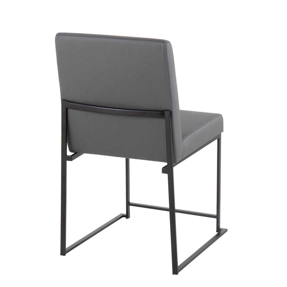 Black Steel, Grey PU High Back Fuji Dining Chair - Set of 2. Picture 4