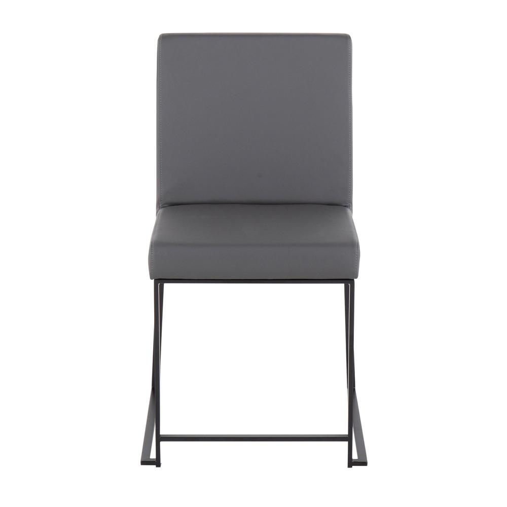 Black Steel, Grey PU High Back Fuji Dining Chair - Set of 2. Picture 6