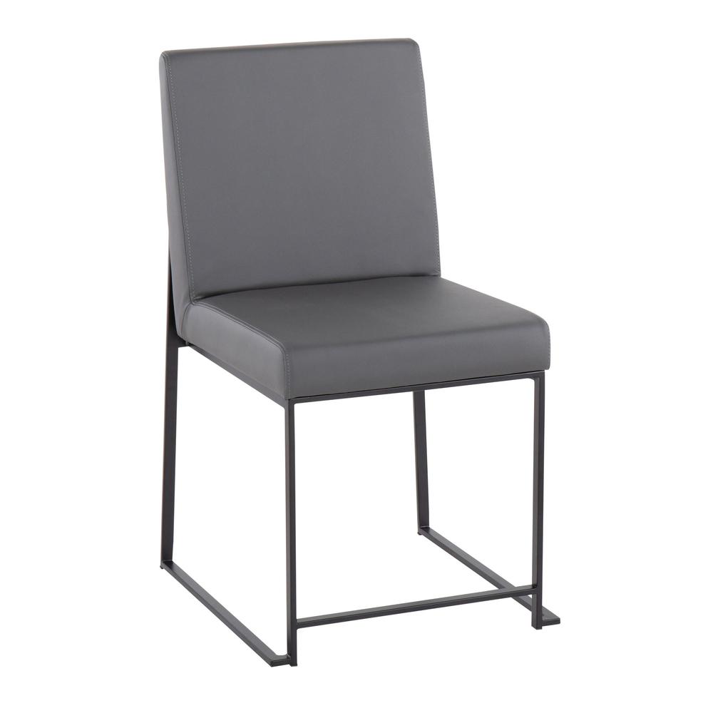 Black Steel, Grey PU High Back Fuji Dining Chair - Set of 2. Picture 2