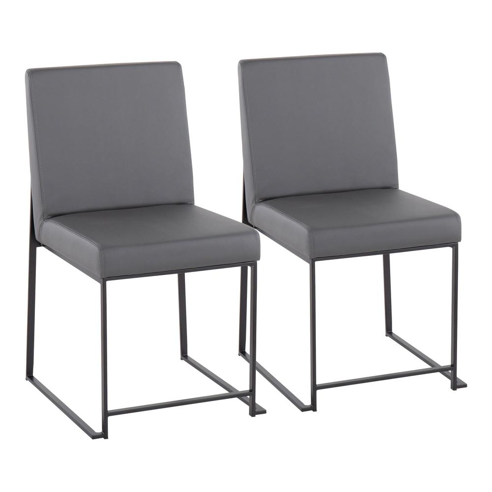Black Steel, Grey PU High Back Fuji Dining Chair - Set of 2. Picture 1