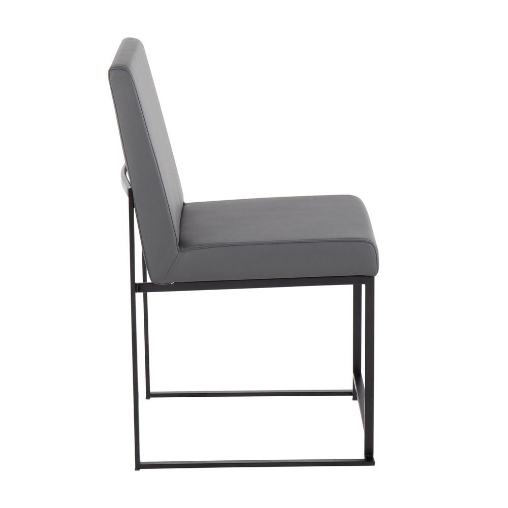 Black Steel, Grey PU High Back Fuji Dining Chair - Set of 2. Picture 3