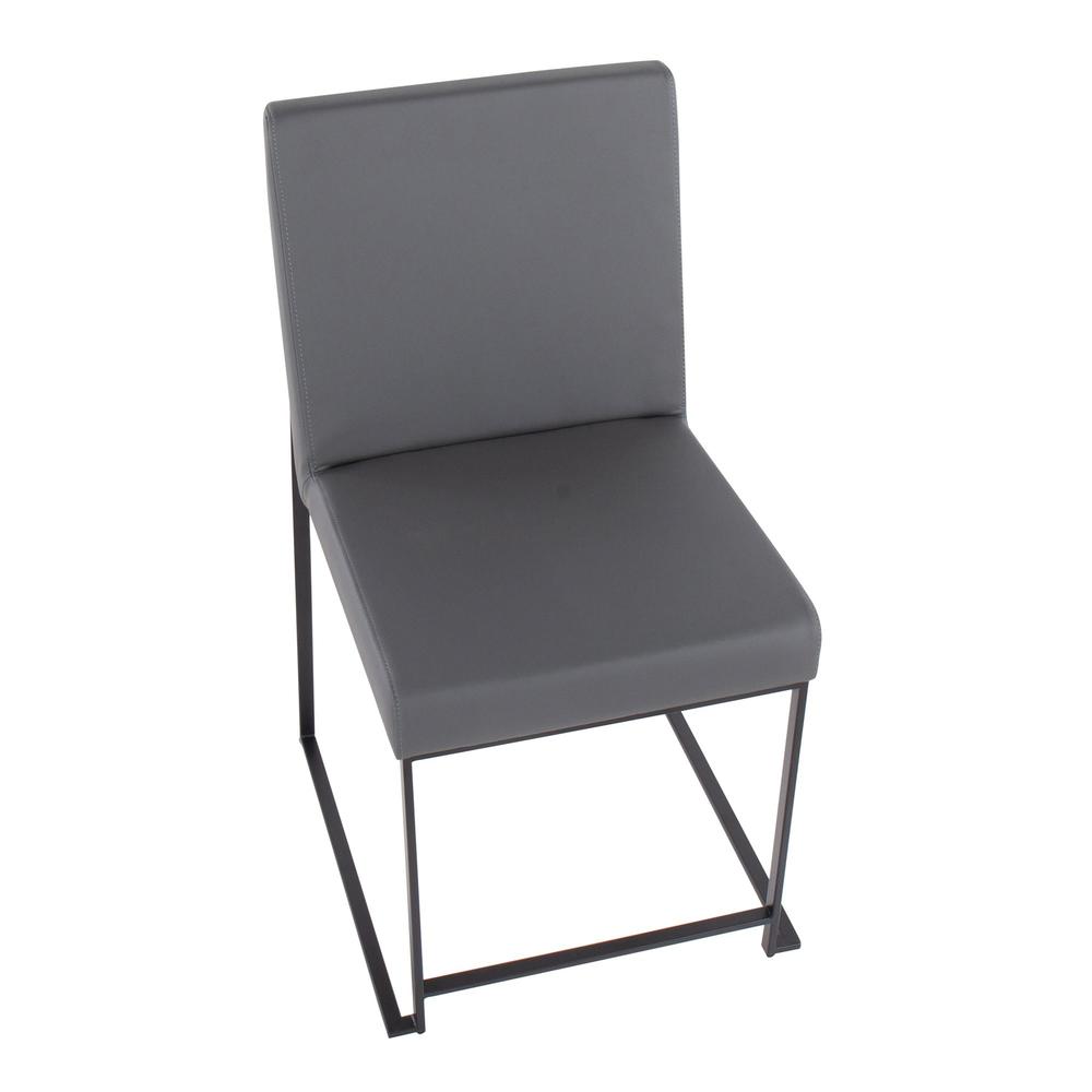 Black Steel, Grey PU High Back Fuji Dining Chair - Set of 2. Picture 7