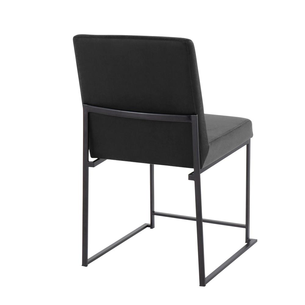 Black Steel, Black Velvet High Back Fuji Dining Chair - Set of 2. Picture 4