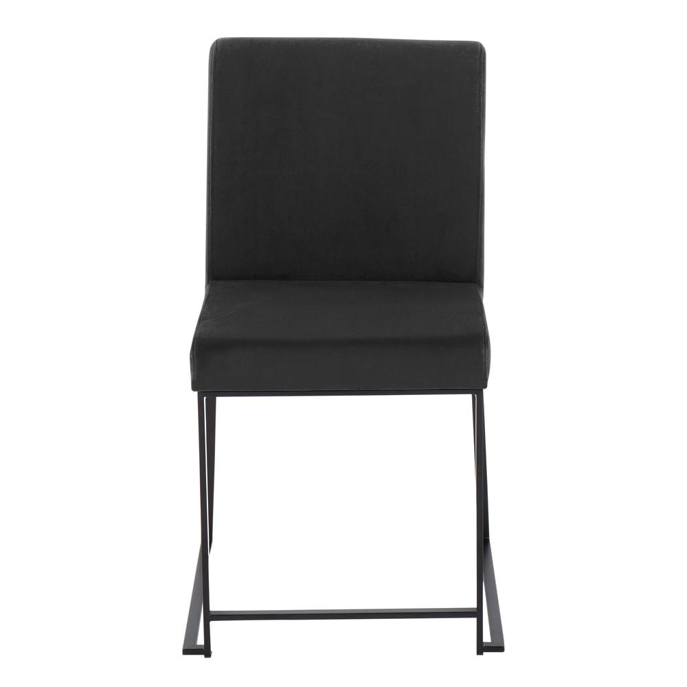 Black Steel, Black Velvet High Back Fuji Dining Chair - Set of 2. Picture 6