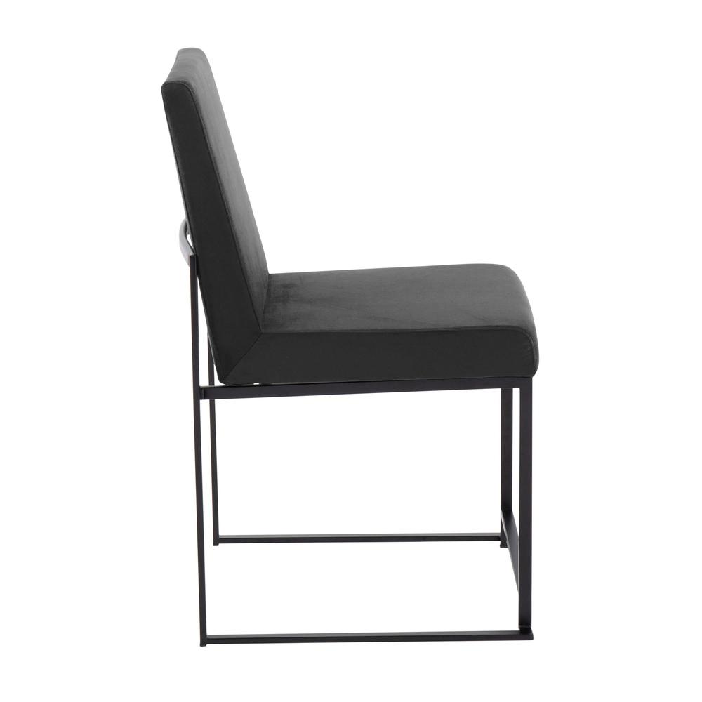 Black Steel, Black Velvet High Back Fuji Dining Chair - Set of 2. Picture 3