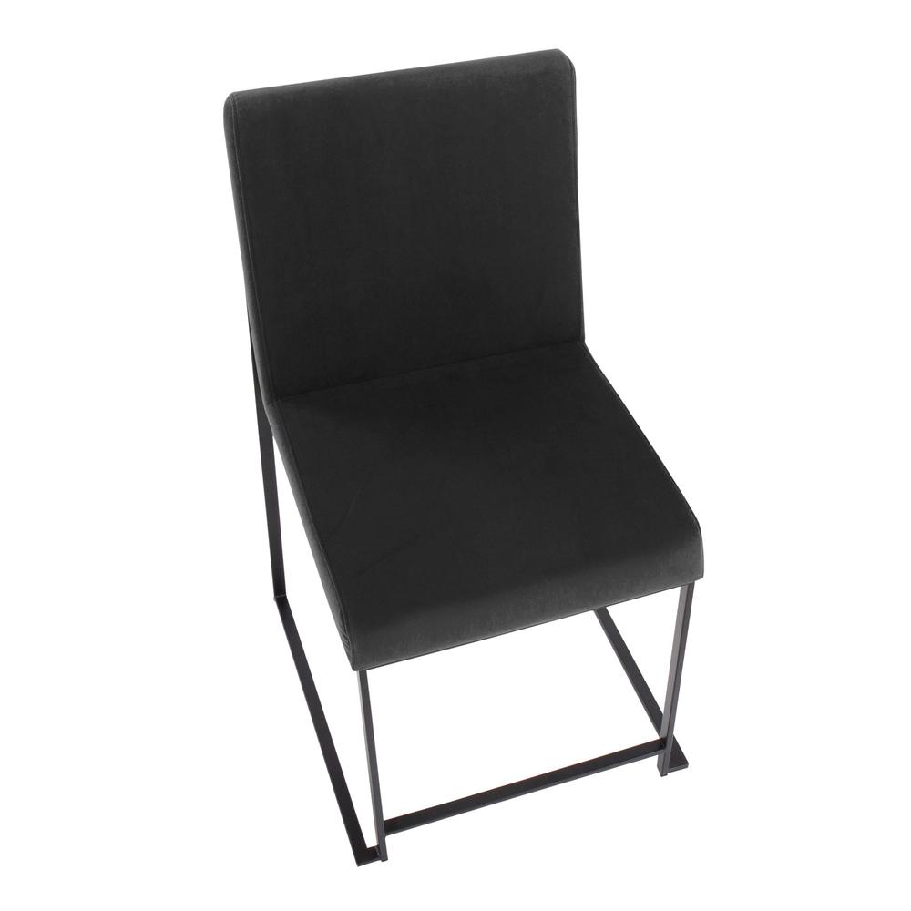 Black Steel, Black Velvet High Back Fuji Dining Chair - Set of 2. Picture 7
