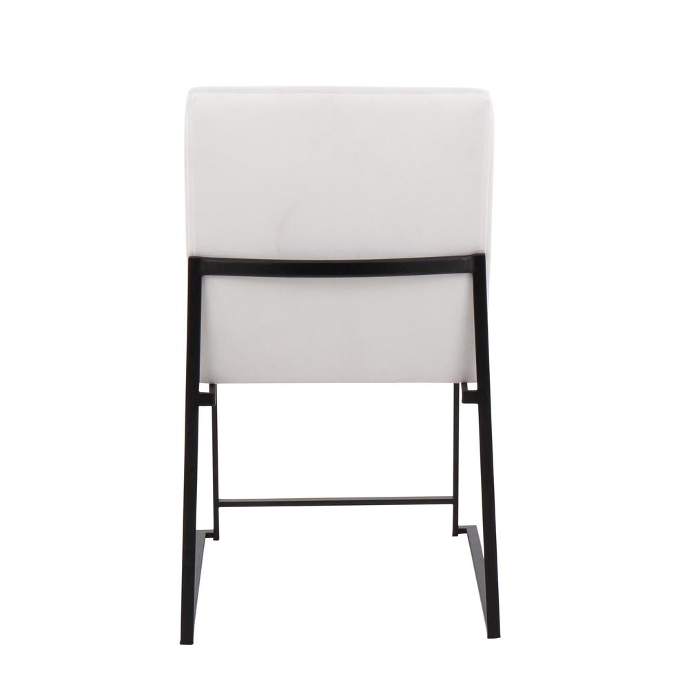 Black Steel, White Velvet High Back Fuji Dining Chair - Set of 2. Picture 5