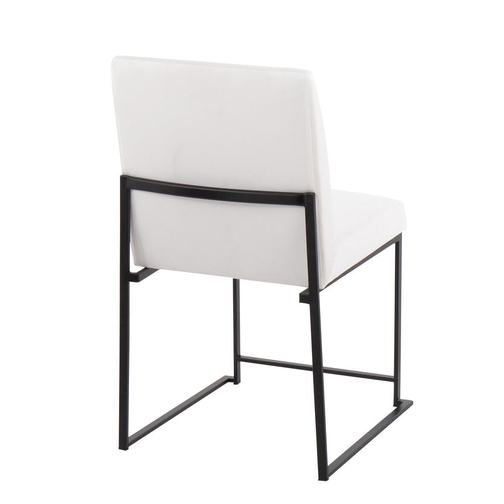 Black Steel, White Velvet High Back Fuji Dining Chair - Set of 2. Picture 4