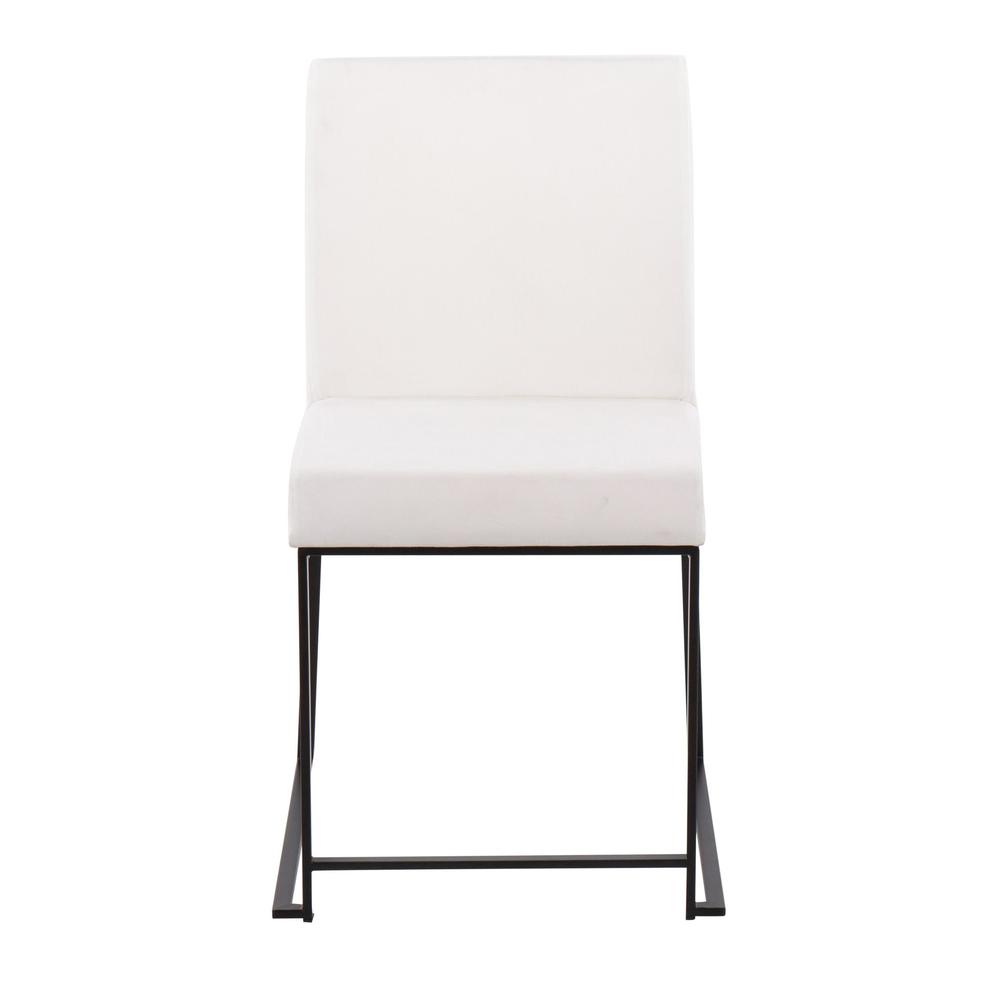Black Steel, White Velvet High Back Fuji Dining Chair - Set of 2. Picture 6