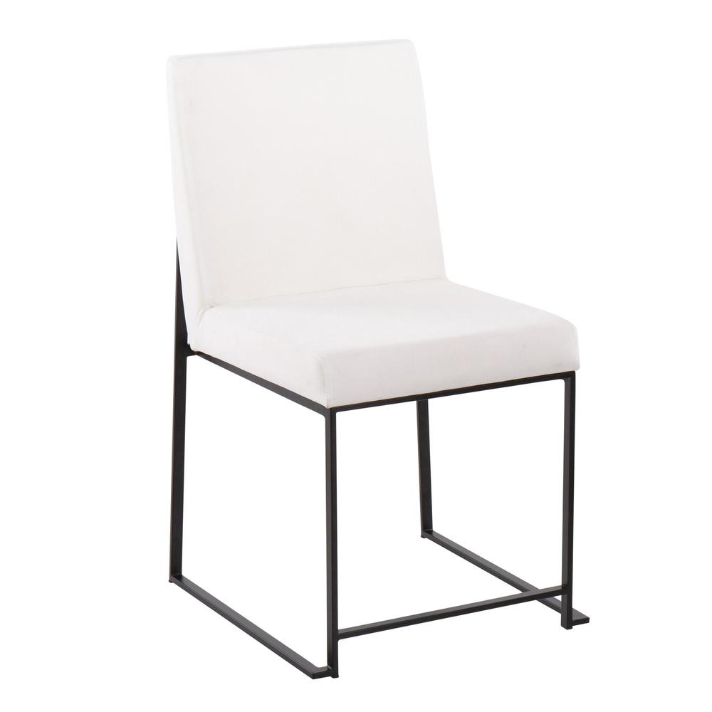 Black Steel, White Velvet High Back Fuji Dining Chair - Set of 2. Picture 2