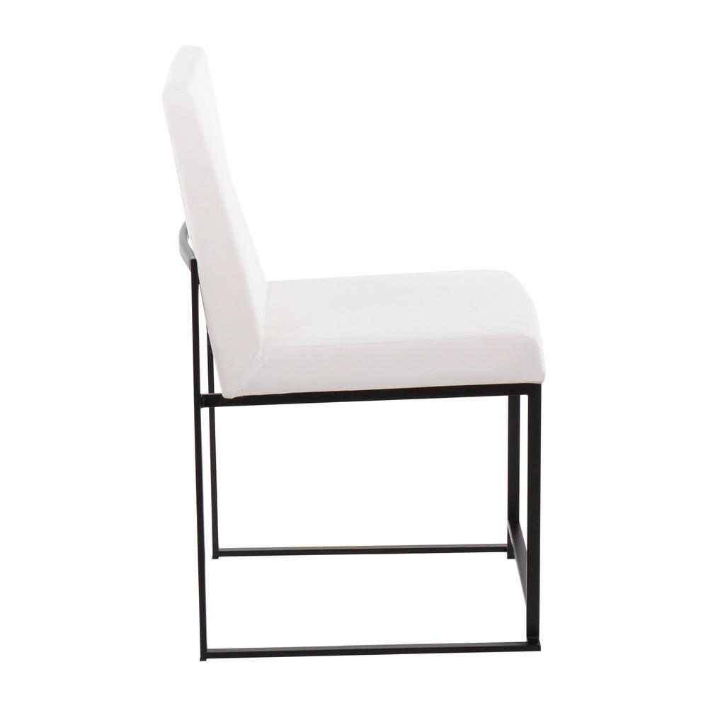 Black Steel, White Velvet High Back Fuji Dining Chair - Set of 2. Picture 3