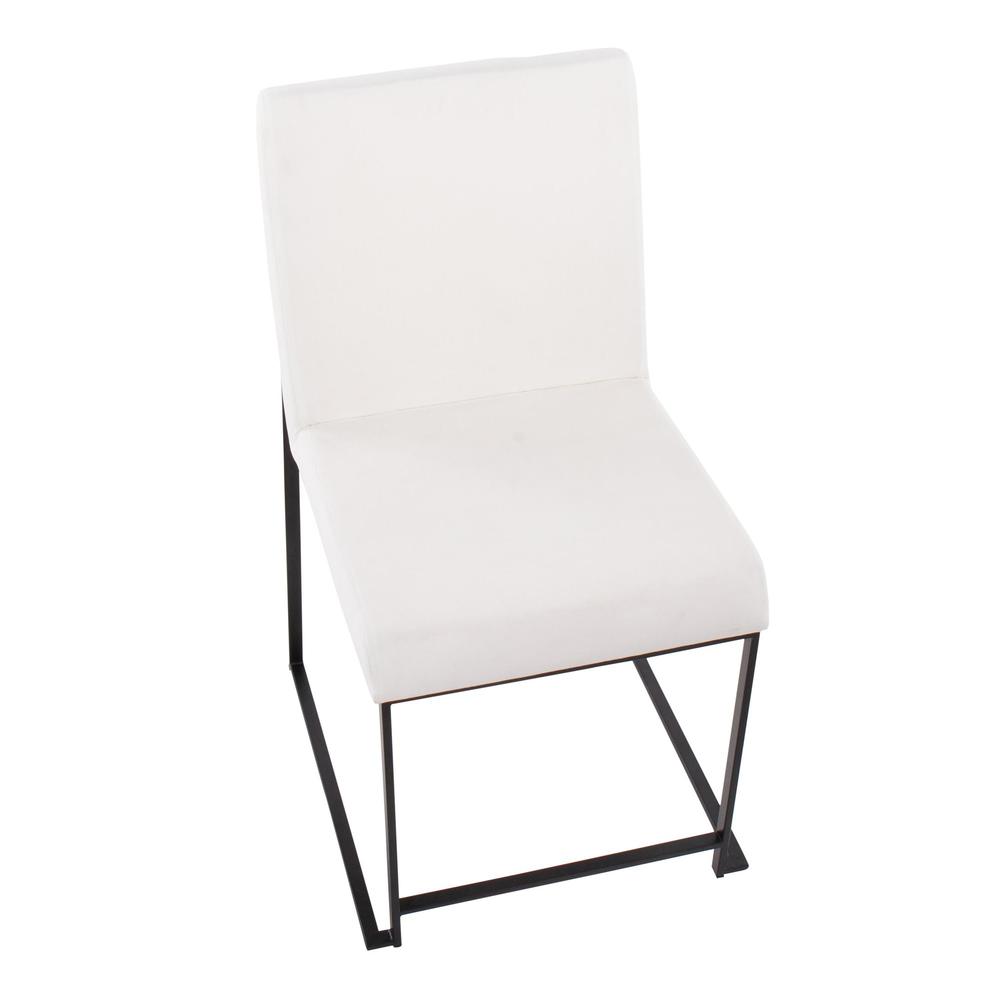 Black Steel, White Velvet High Back Fuji Dining Chair - Set of 2. Picture 7
