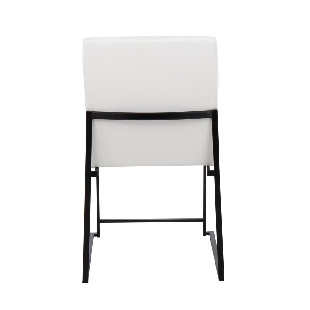 Black Steel, White PU High Back Fuji Dining Chair - Set of 2. Picture 5