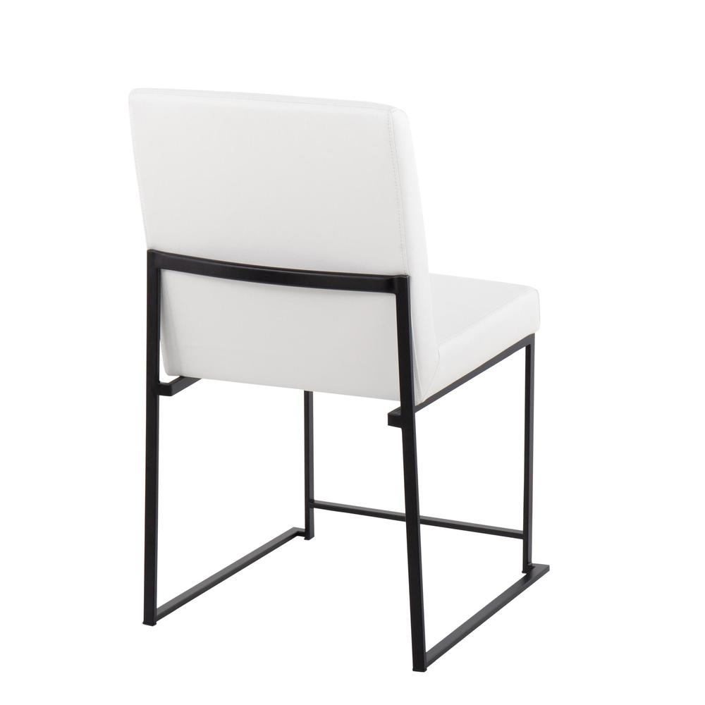 Black Steel, White PU High Back Fuji Dining Chair - Set of 2. Picture 4