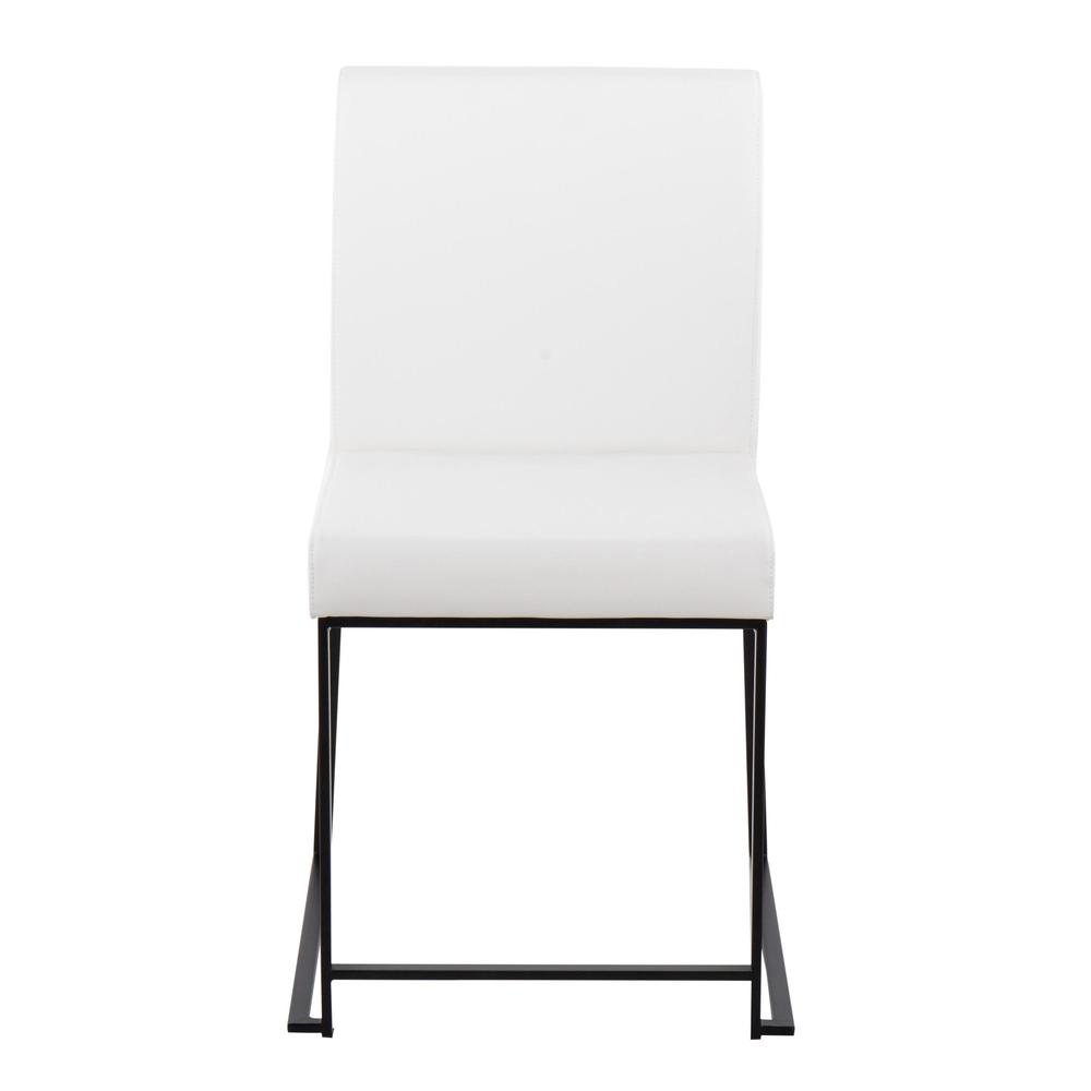 Black Steel, White PU High Back Fuji Dining Chair - Set of 2. Picture 6