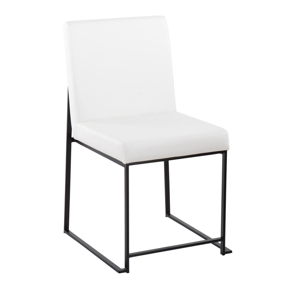 Black Steel, White PU High Back Fuji Dining Chair - Set of 2. Picture 2