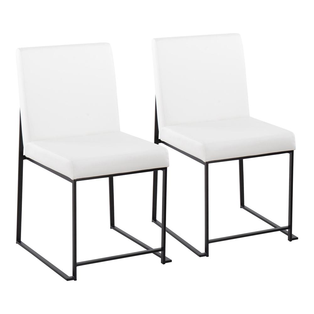 Black Steel, White PU High Back Fuji Dining Chair - Set of 2. Picture 1