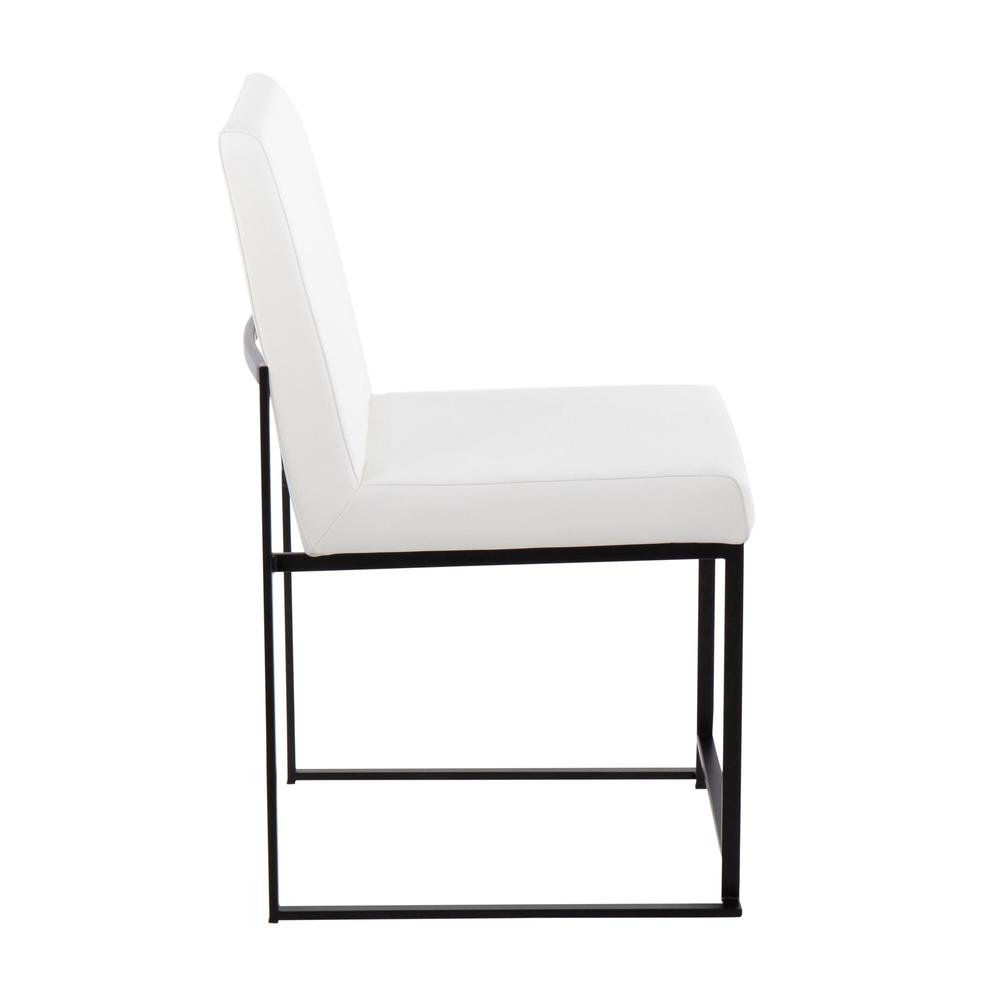 Black Steel, White PU High Back Fuji Dining Chair - Set of 2. Picture 3