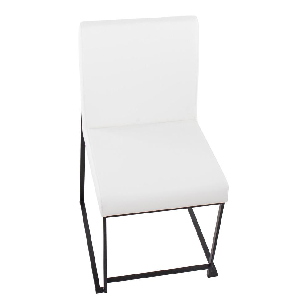 Black Steel, White PU High Back Fuji Dining Chair - Set of 2. Picture 7