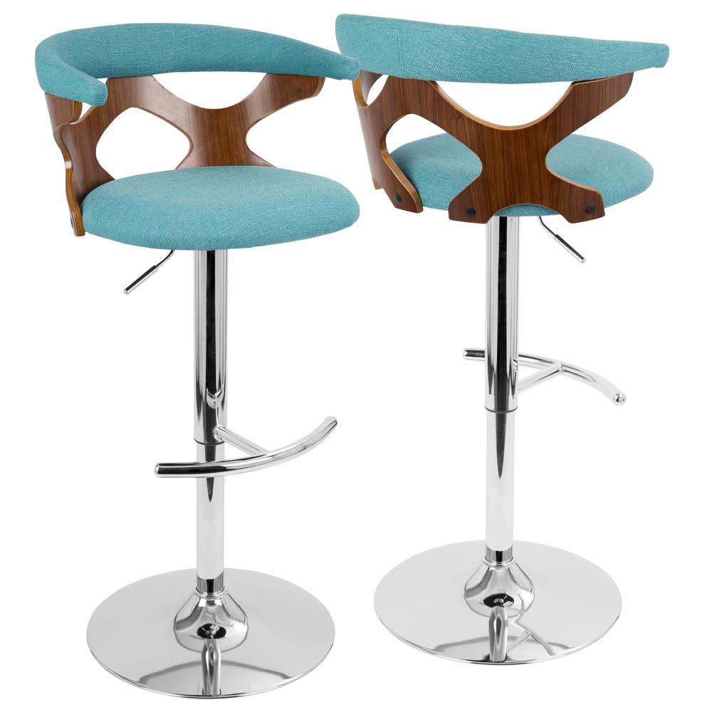 Walnut, Teal Gardenia Barstool. Picture 1