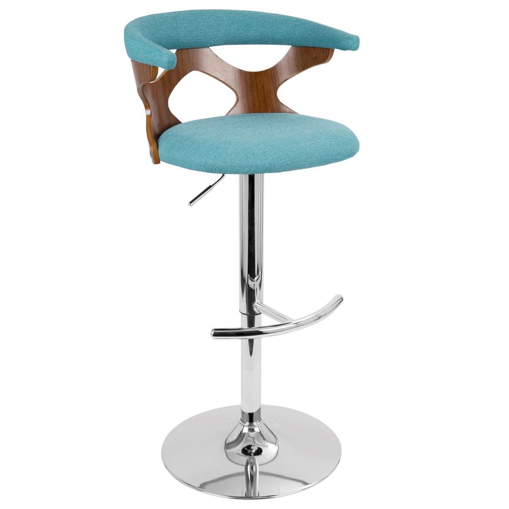 Walnut, Teal Gardenia Barstool. Picture 2