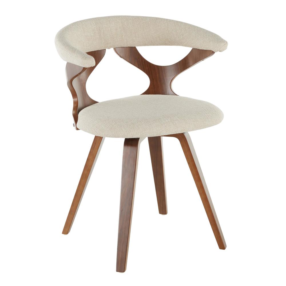 Walnut Wood, Cream Fabric Gardenia Chair. Picture 1