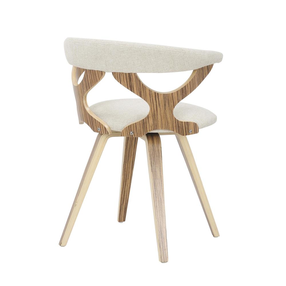 Zebra Wood, Cream Fabric Gardenia Chair. Picture 3