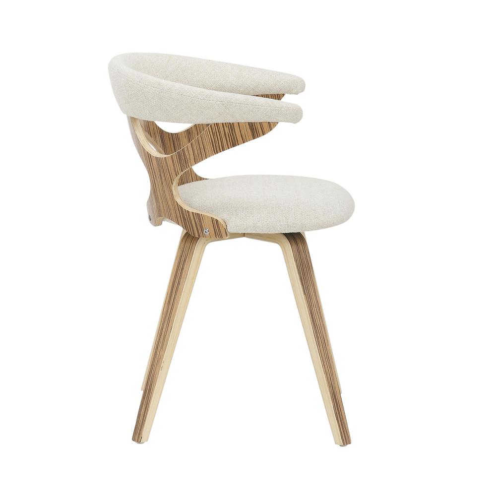 Zebra Wood, Cream Fabric Gardenia Chair. Picture 2