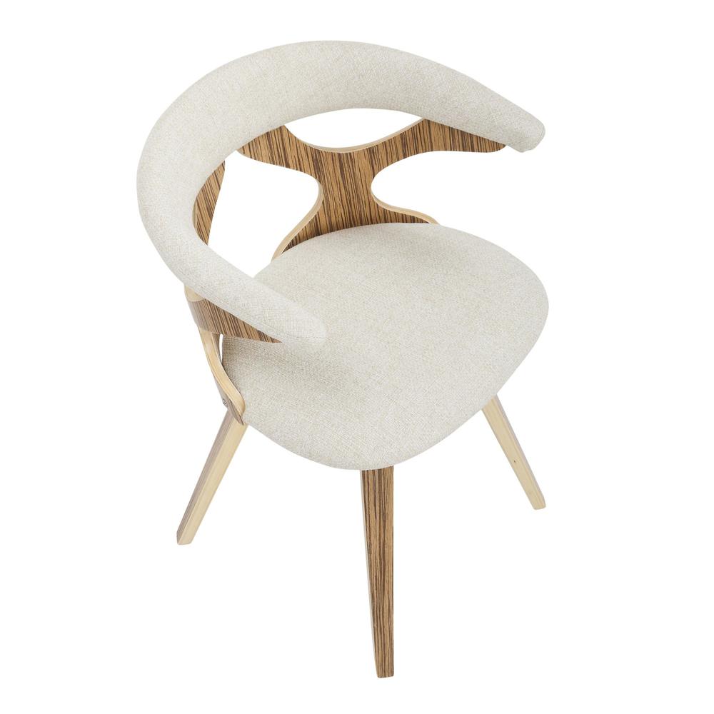 Zebra Wood, Cream Fabric Gardenia Chair. Picture 6