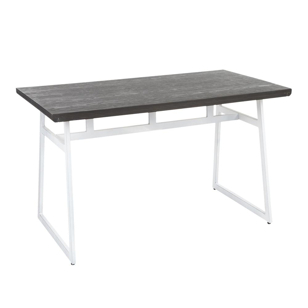 Vintage White Metal, Espresso Bamboo Geo Dining Table. Picture 1