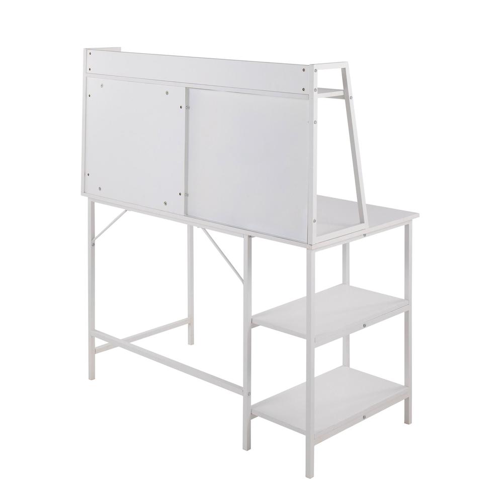 White Steel, White MDF Geo Shelf Desk. Picture 3