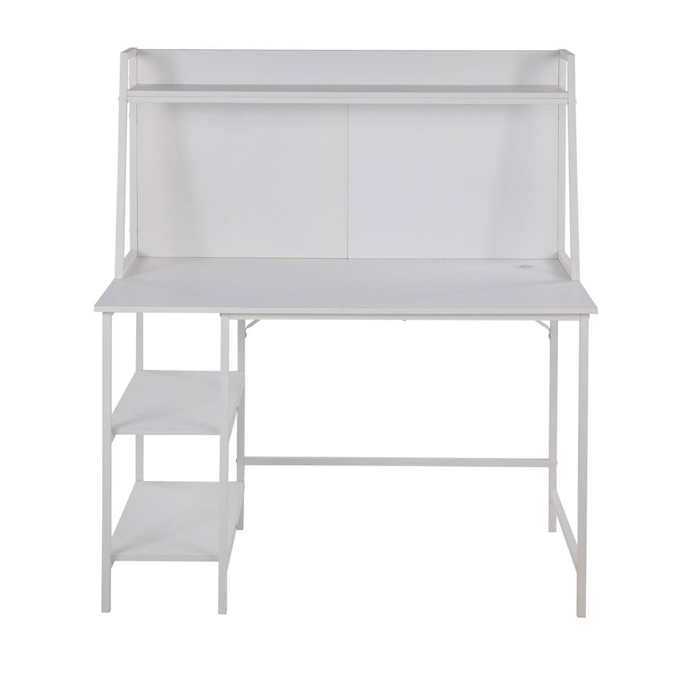 White Steel, White MDF Geo Shelf Desk. Picture 5