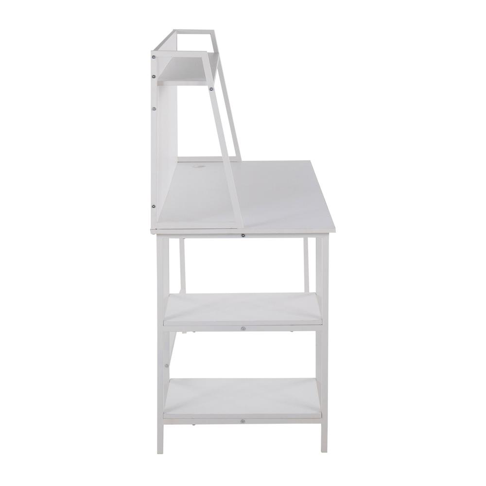 White Steel, White MDF Geo Shelf Desk. Picture 2