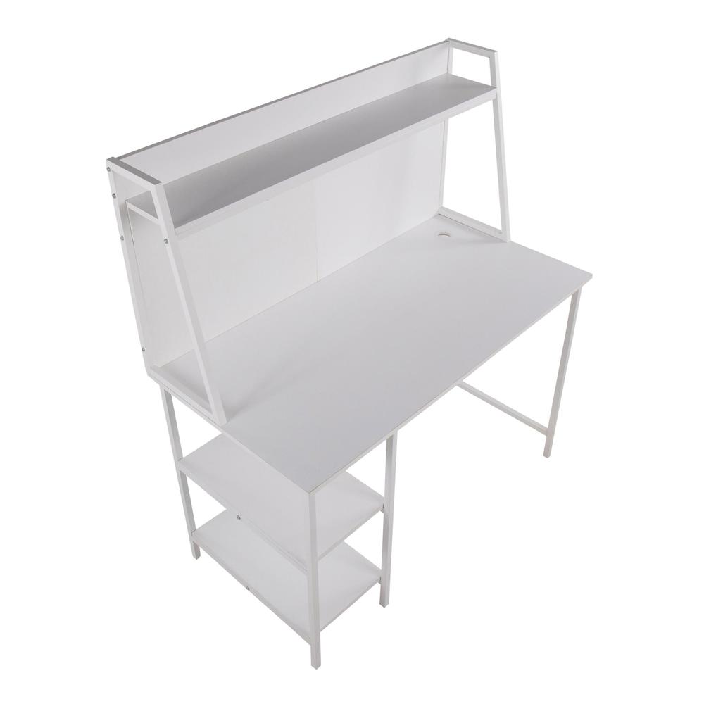 White Steel, White MDF Geo Shelf Desk. Picture 6