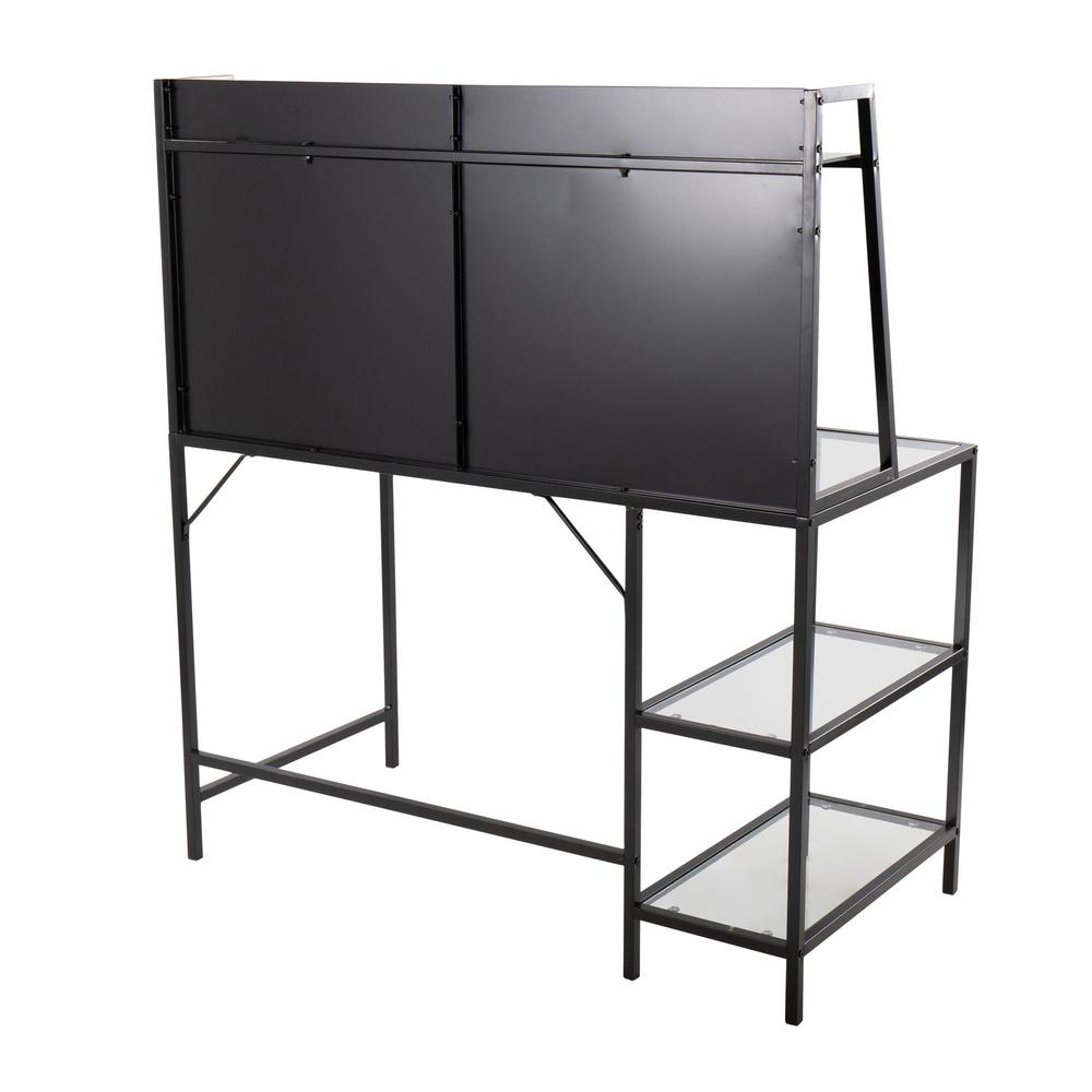 Black Metal, Clear Glass Geo Tier Desk. Picture 3