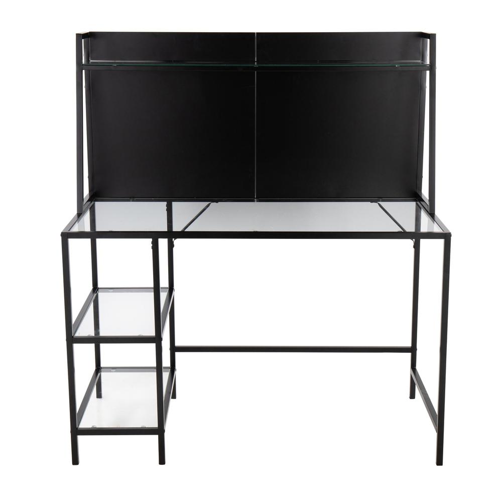 Black Metal, Clear Glass Geo Tier Desk. Picture 5