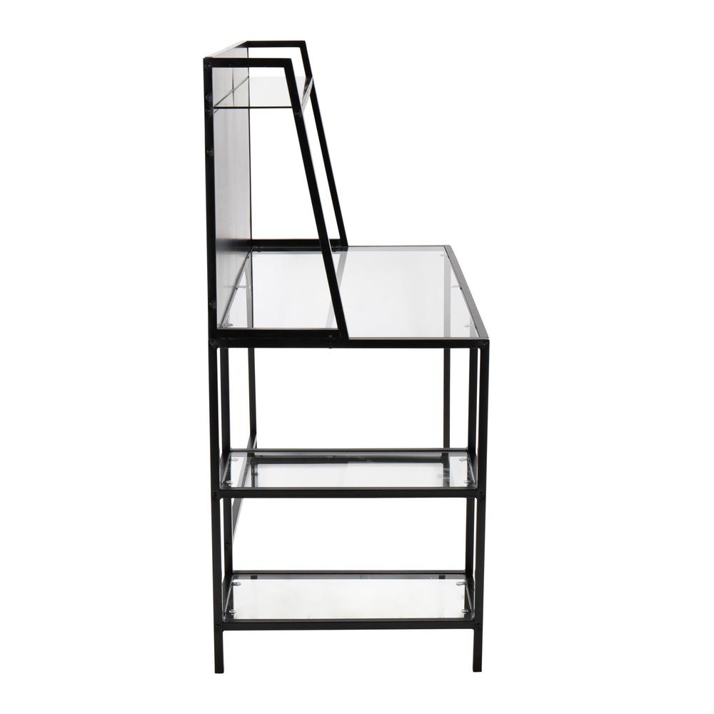 Black Metal, Clear Glass Geo Tier Desk. Picture 2