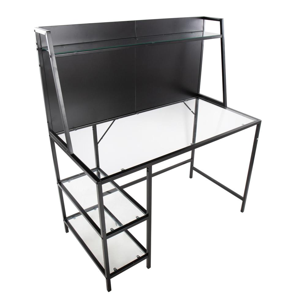 Black Metal, Clear Glass Geo Tier Desk. Picture 6