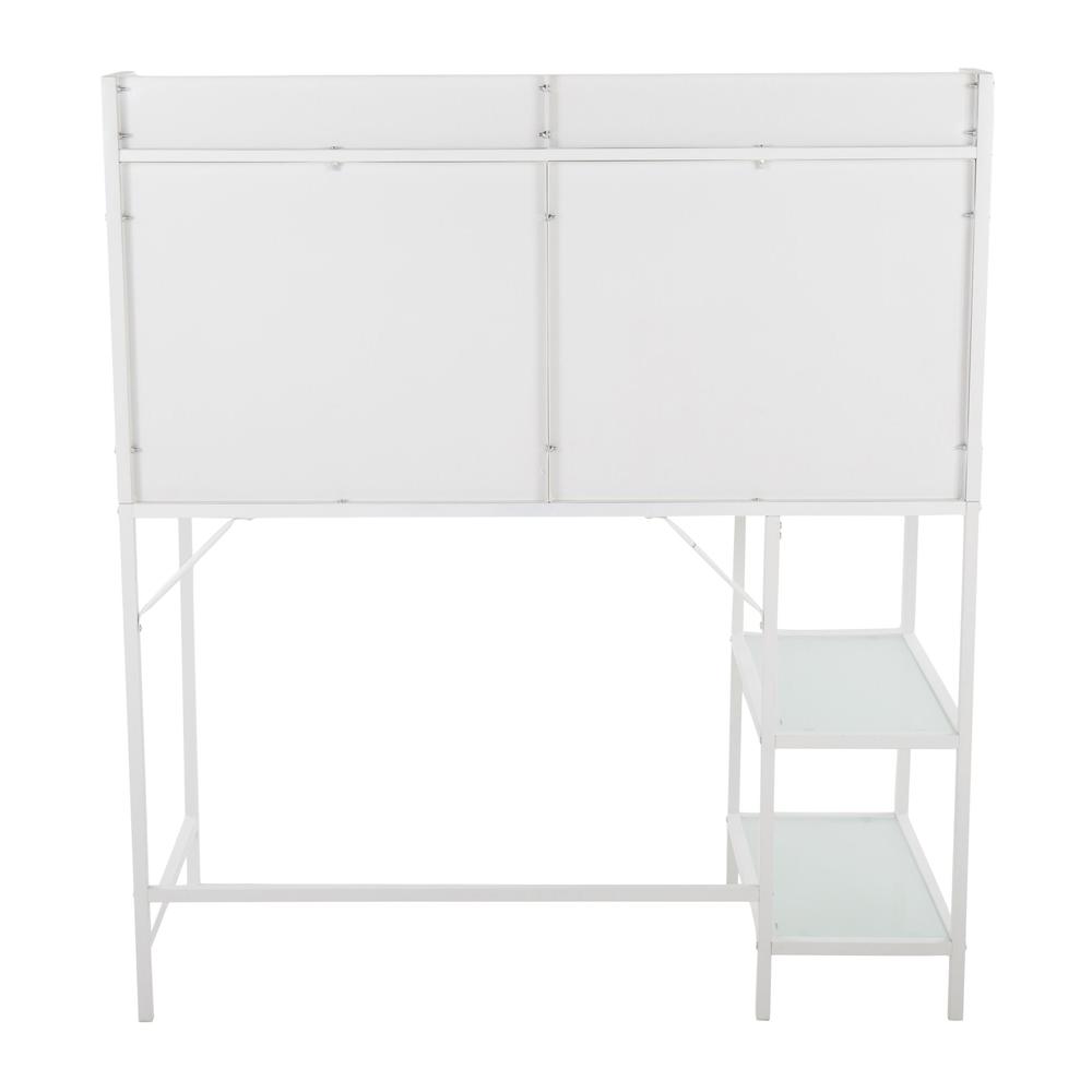 White Metal, Frosted Glass Geo Tier Desk. Picture 4