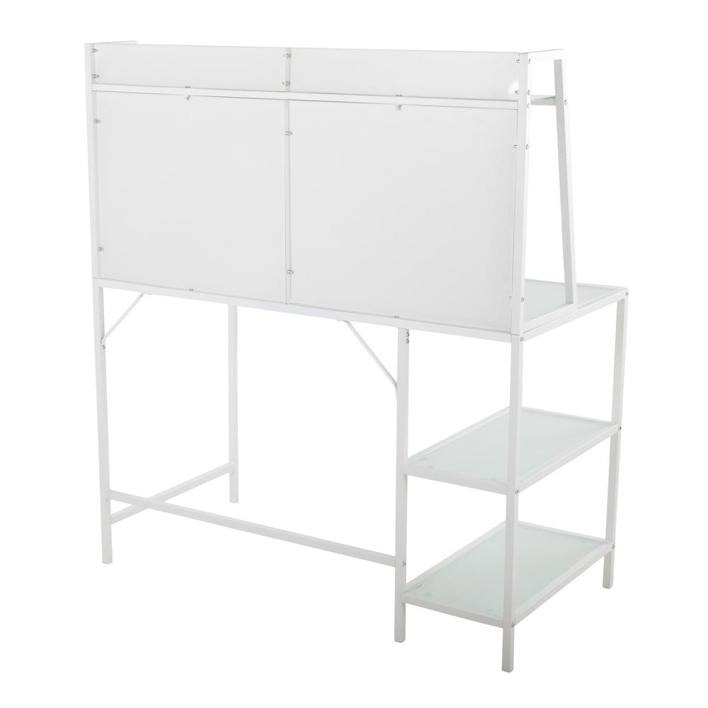 White Metal, Frosted Glass Geo Tier Desk. Picture 3