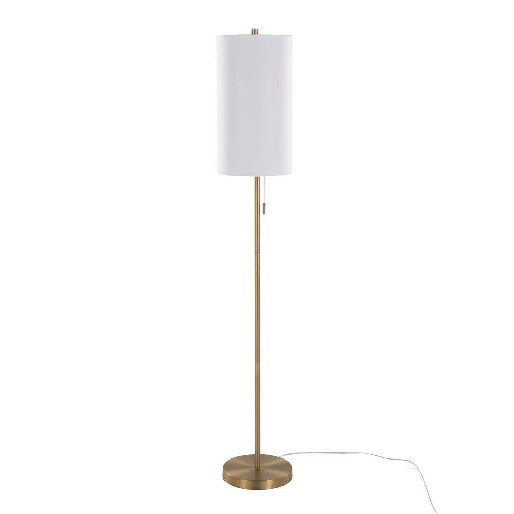 Gold Metal, White Linen Bounty 62" Metal Floor Lamp. Picture 1