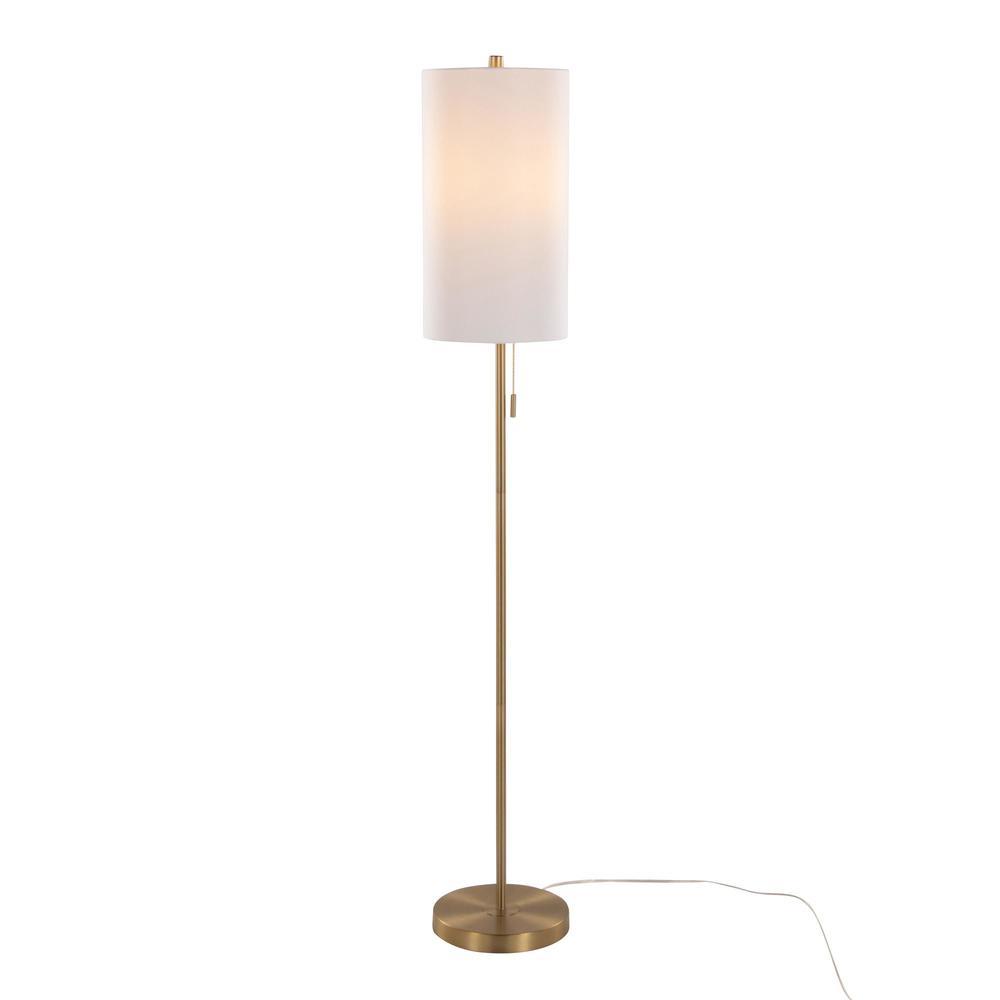 Gold Metal, White Linen Bounty 62" Metal Floor Lamp. Picture 2