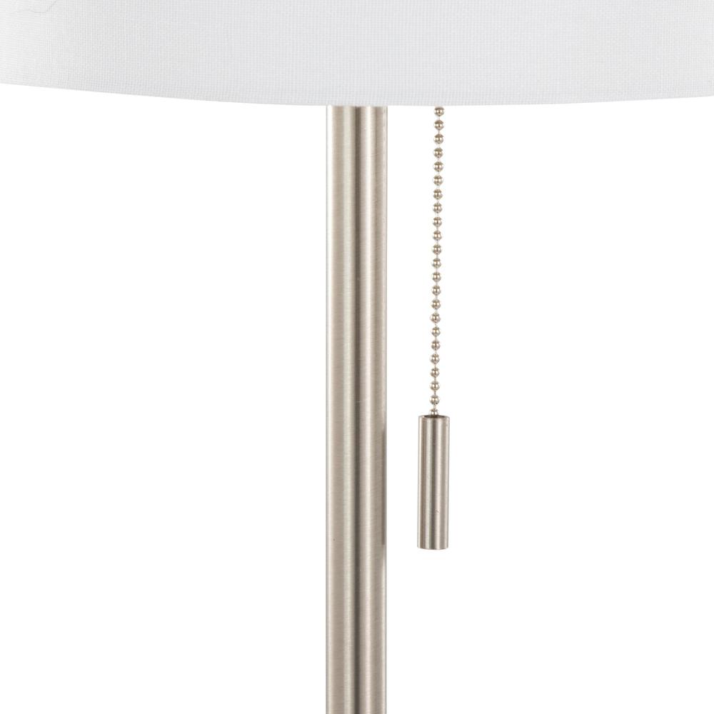 Brushed Nickel, White Linen Bounty 62" Metal Floor Lamp. Picture 3