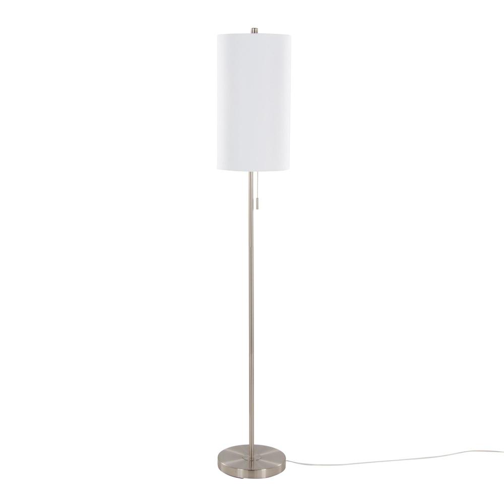 Brushed Nickel, White Linen Bounty 62" Metal Floor Lamp. Picture 2