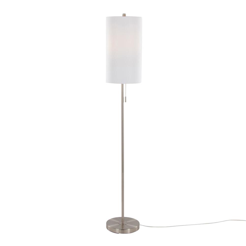 Brushed Nickel, White Linen Bounty 62" Metal Floor Lamp. Picture 1
