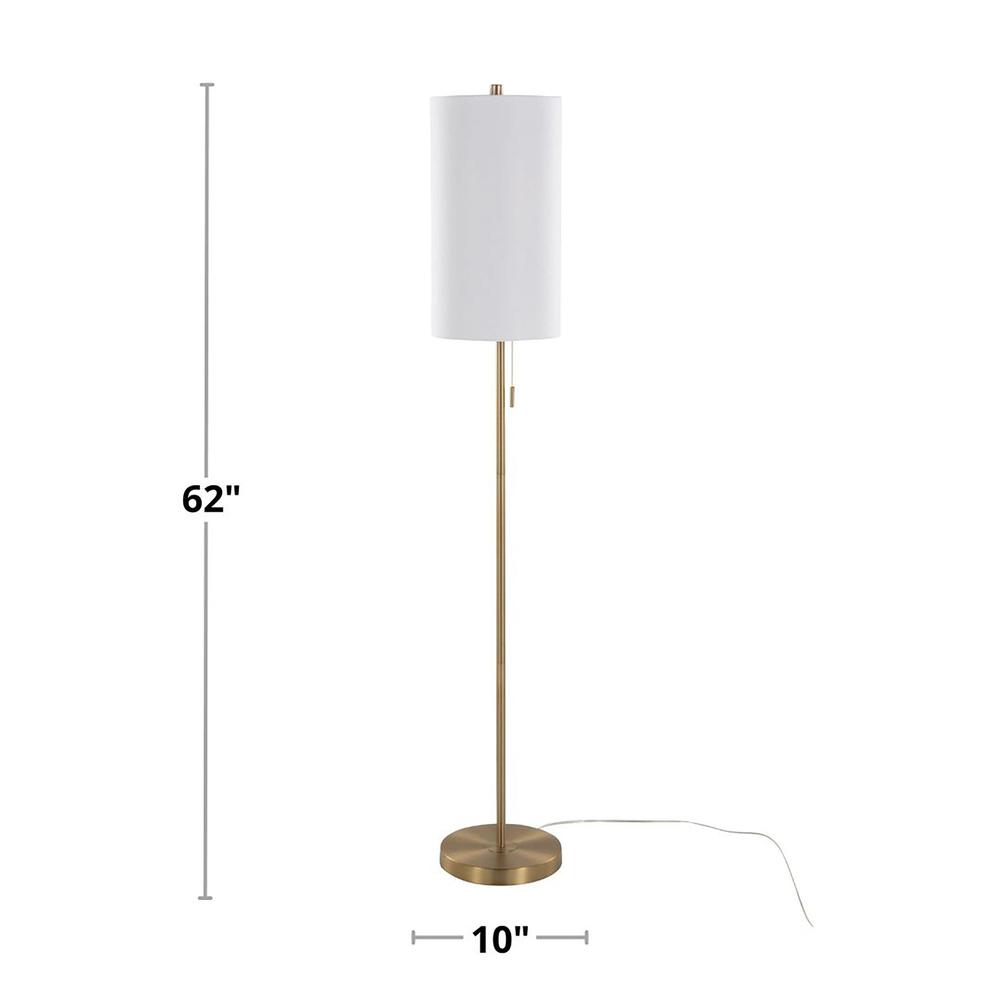 Gold Metal, White Linen Bounty 62" Metal Floor Lamp. Picture 5