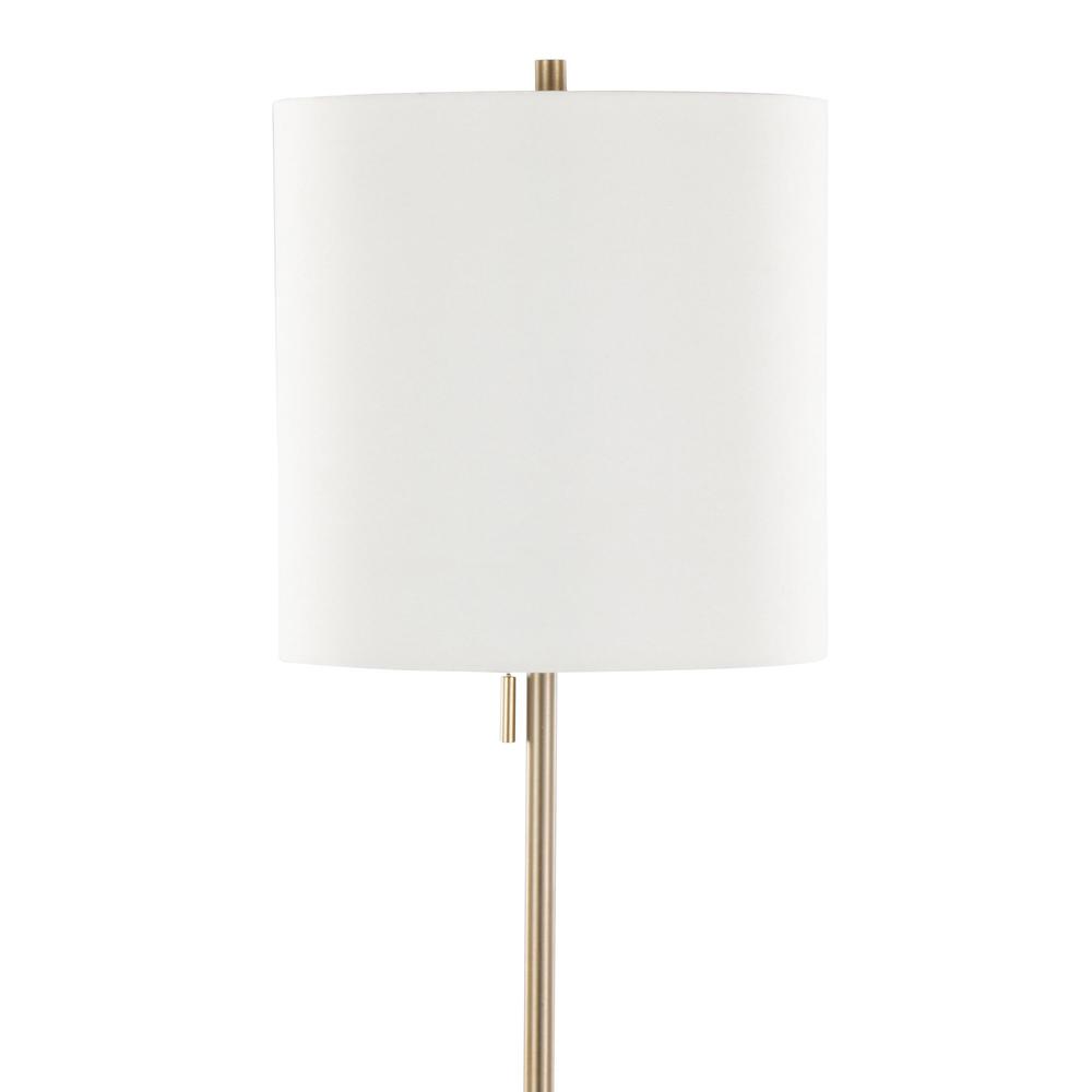 Gold Metal, White Linen Cone 64" Metal Floor Lamp. Picture 3
