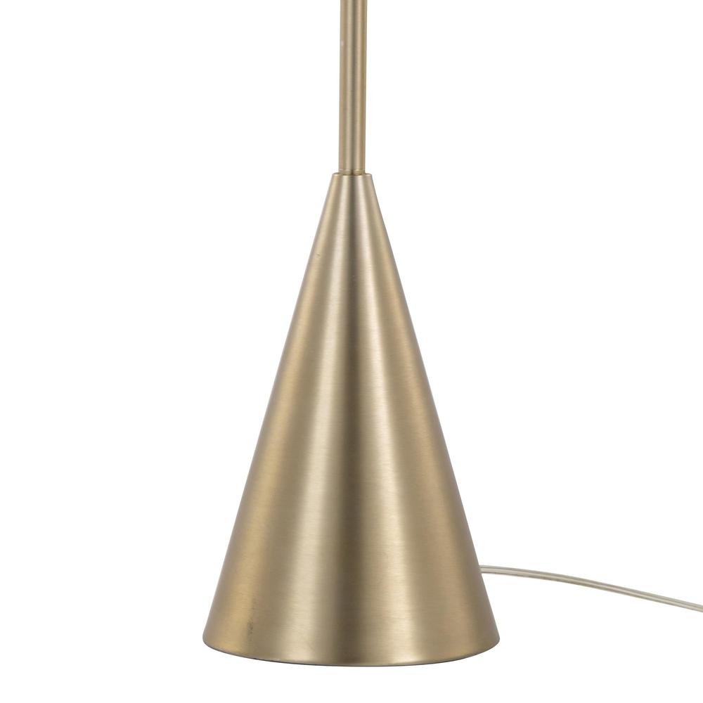 Gold Metal, White Linen Cone 64" Metal Floor Lamp. Picture 4
